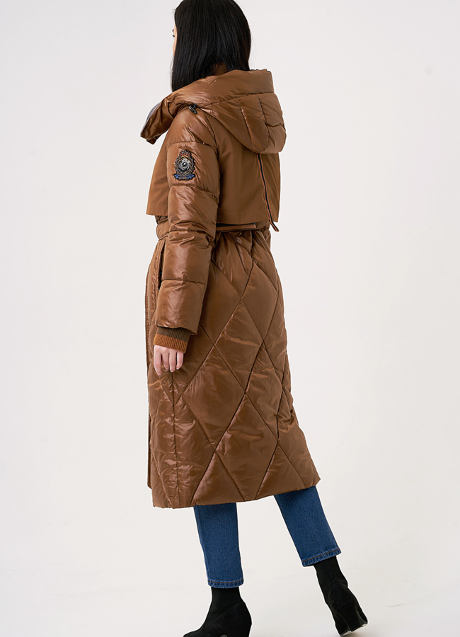 Пуховик с капюшоном, с кокеткой модель № 537 в рассрочку