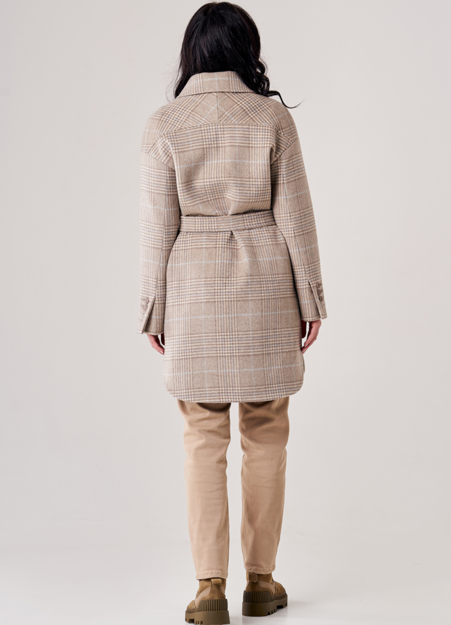 Женское пальто-рубашка бежевого цвета модель № 20850 универмаг малина