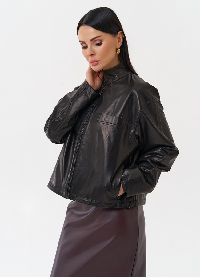 Кожаная куртка бомбер модель № 29905 универмаг малина