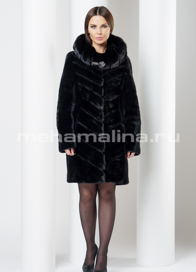 Шуба черного цвета модель № S-559/1 в рассрочку