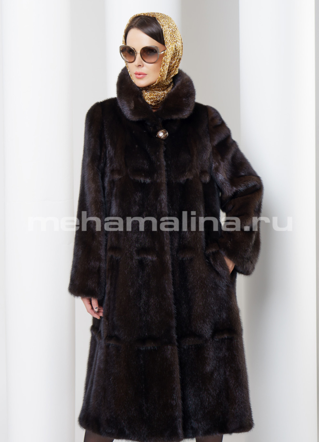 Шуба из норки модель № S-451 меха малина