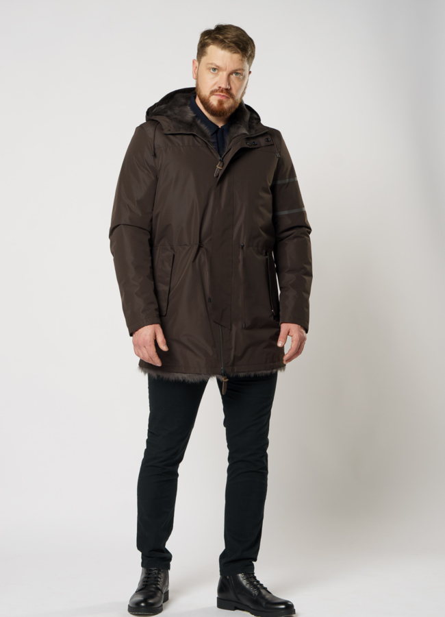 Удлиненная мужская куртка на молнии модель № DM-136 в рассрочку