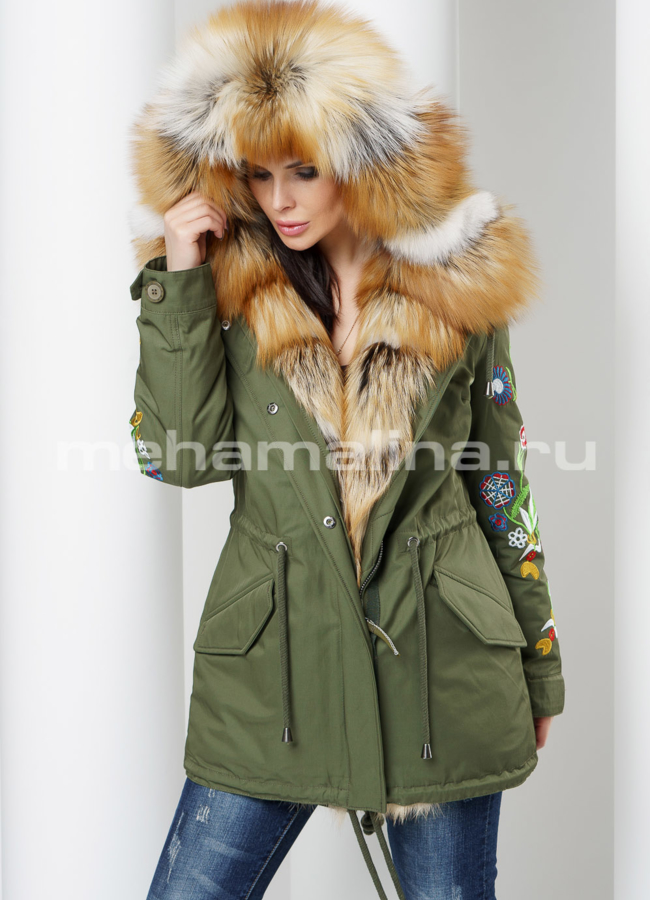 Парка с вышивкой  модель № П-212 универмаг малина