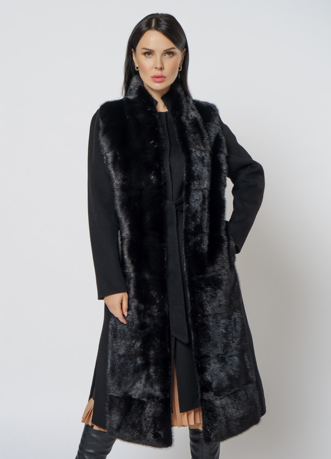 Пальто - жилет с мехом модель № 2300 универмаг малина