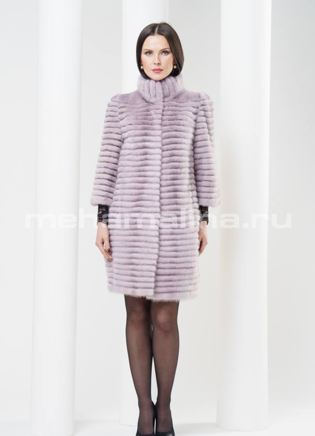 Шуба норка, стойка модель № S-323 меха малина