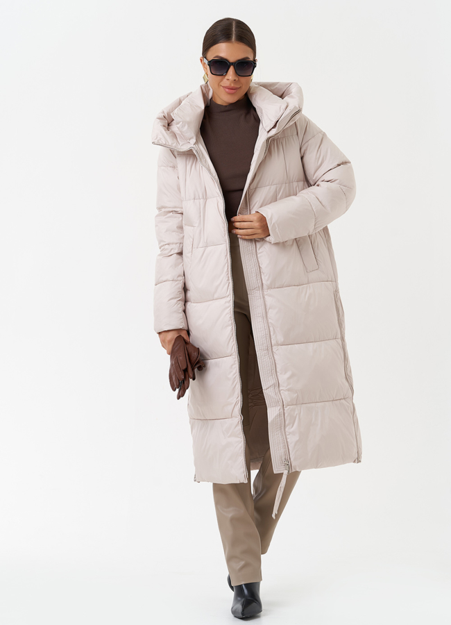 Женский пуховик с капюшоном модель № 28508 меха малина