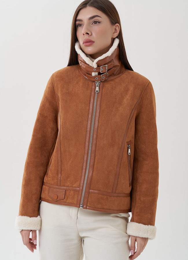 Женская дубленка из эко замши  модель № 25355 в рассрочку