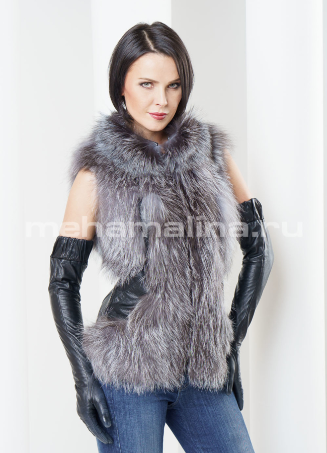 Меховой жилет из чернобурки модель № M-59 в рассрочку