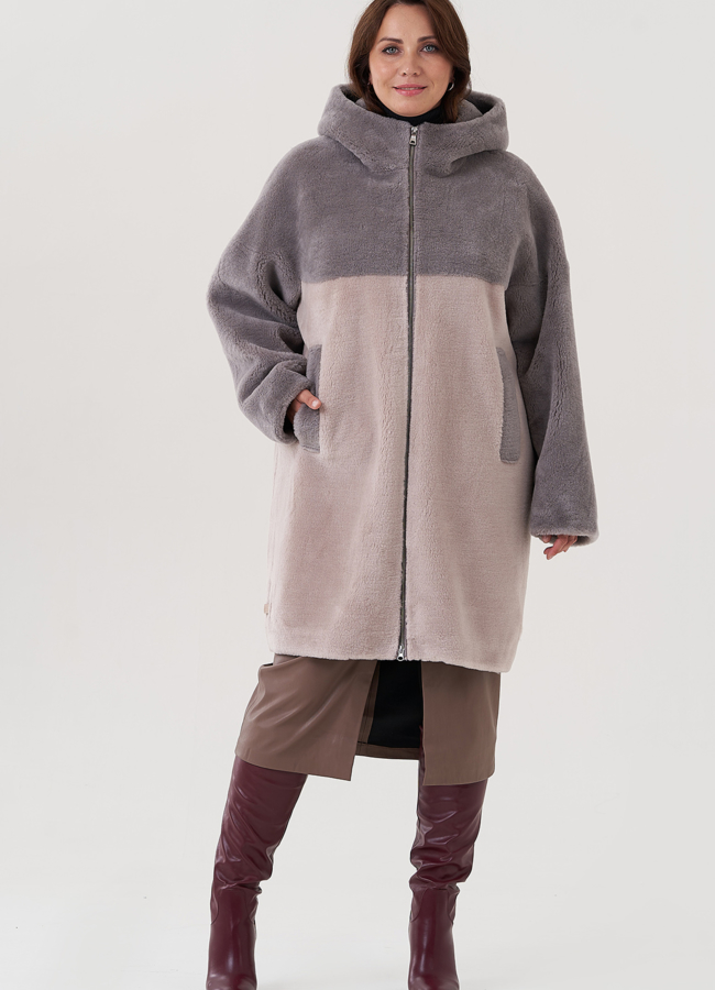 Женское пальто с капюшоном  модель № 82434 в кредит