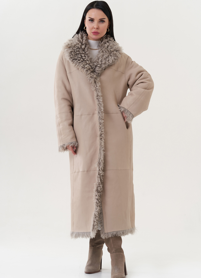 Двухсторонняя натуральная дубленка модель № 26829 универмаг малина