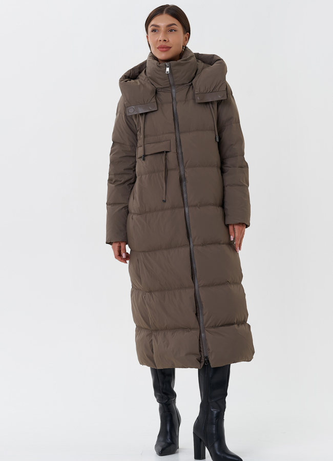 фото Длинный пуховик с капюшоном модель № 28501