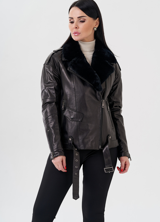 Женская куртка - косуха из натуральной кожи модель № 24083 в рассрочку