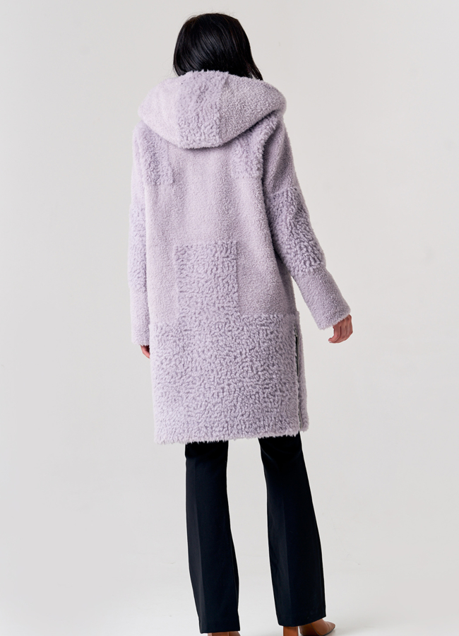 фото Прямое пальто из шерсти с капюшоном модель № 21560