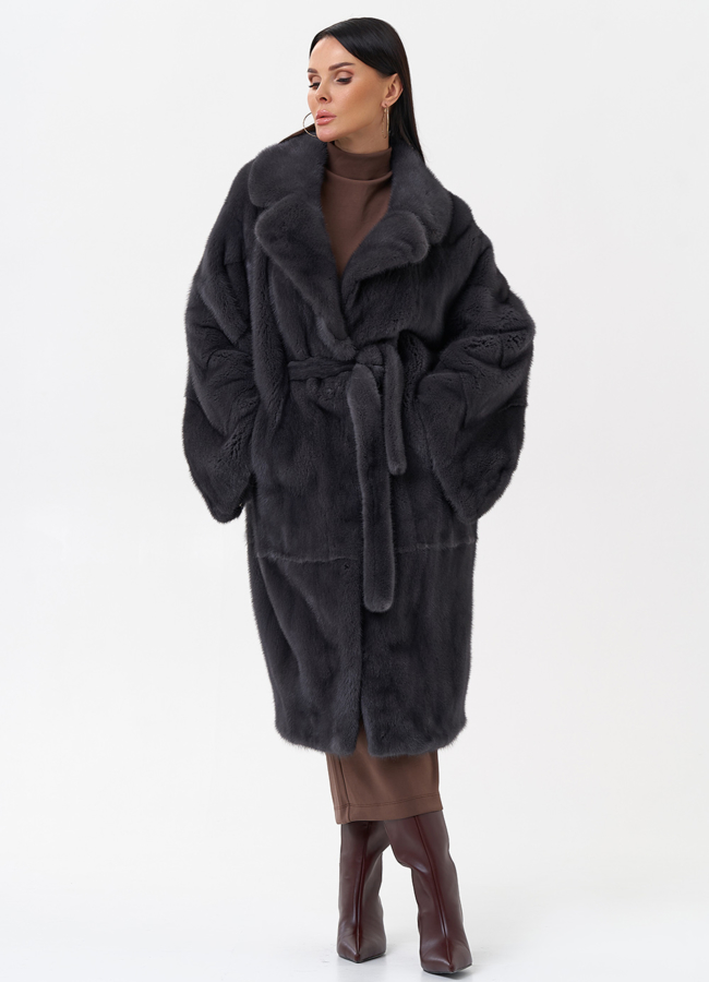 фото Норковая шуба с английским воротником  модель № 29166