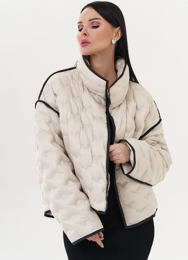 Женская легкая куртка в бежевом цвете модель № 26664 универмаг малина