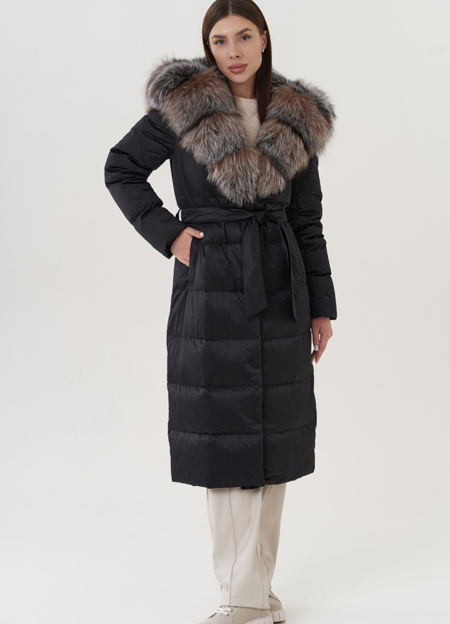 фото Женский пуховик с капюшоном  модель № 22083