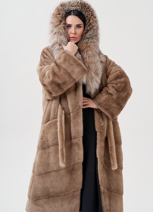 Норковая шуба с рысью модель № 23079 универмаг малина