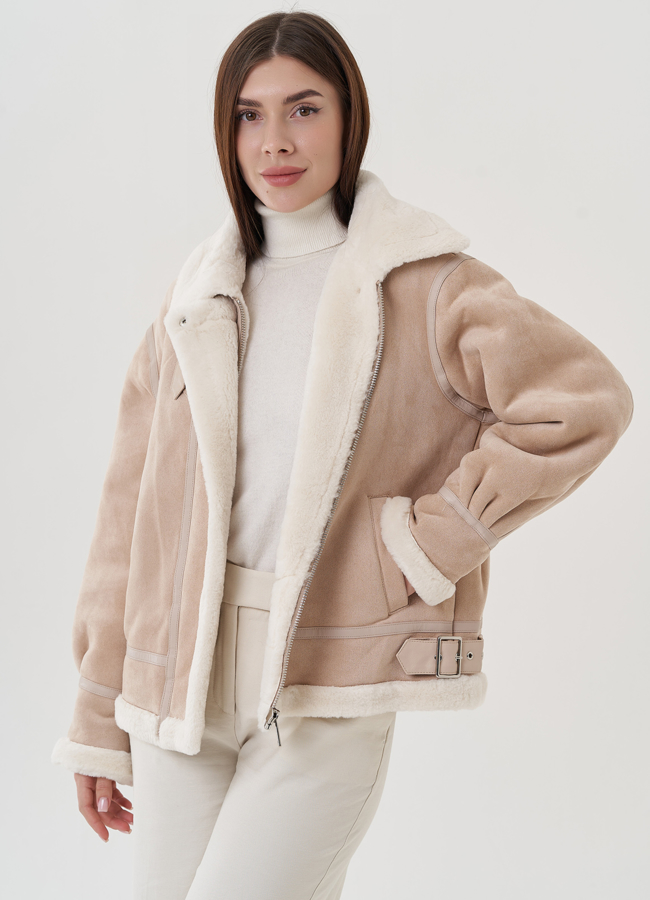 Женская дубленка из эко замши  модель № 25356 в рассрочку