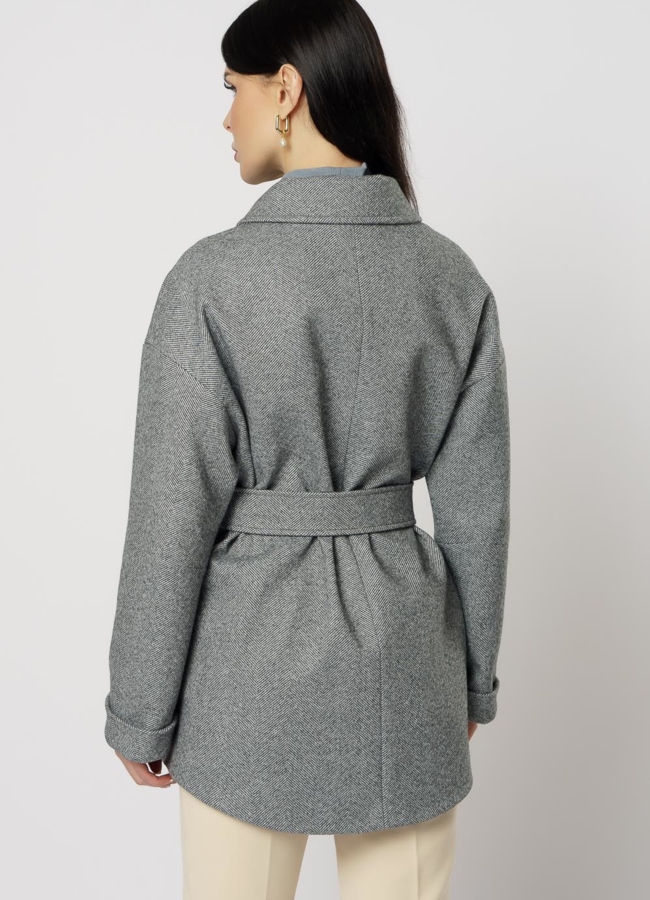 Женское пальто-рубашка серого цвета модель № 20762 универмаг малина