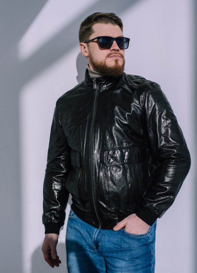 Куртка бомбер из натуральной кожи модель № 21177 в кредит