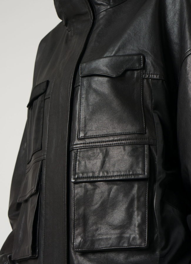 Женская кожаная рубашка-оверсайз модель № 22339 универмаг малина