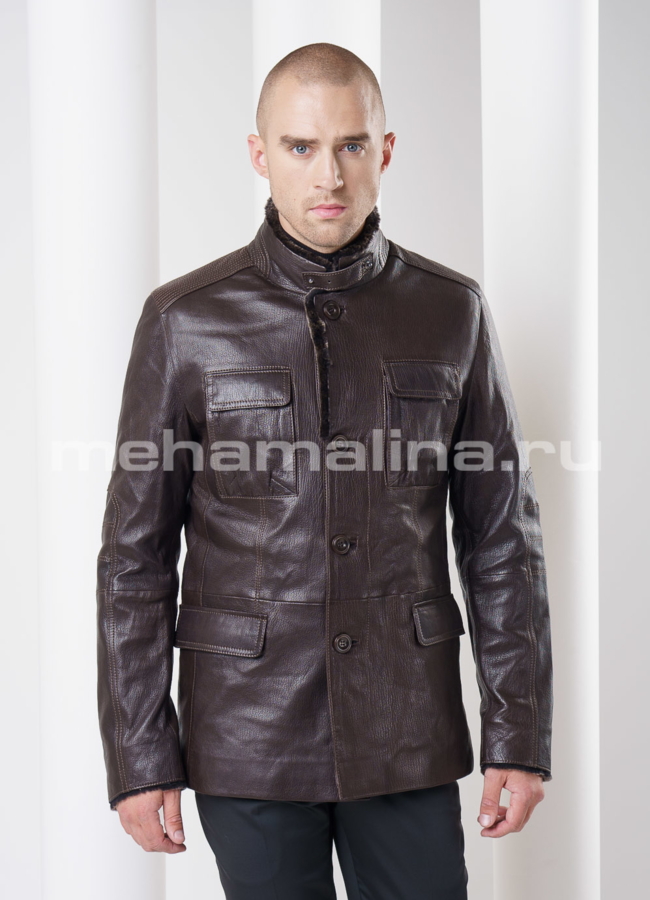 Мужская дубленка, цвет коричневый модель № DM-79 в рассрочку