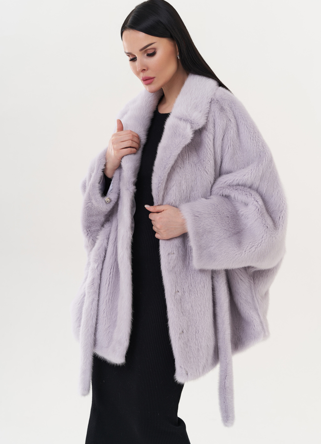 Шуба из норки с поясом модель № 26130 универмаг малина