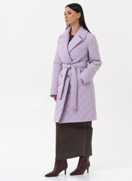 Женское стеганое полупальто с поясом