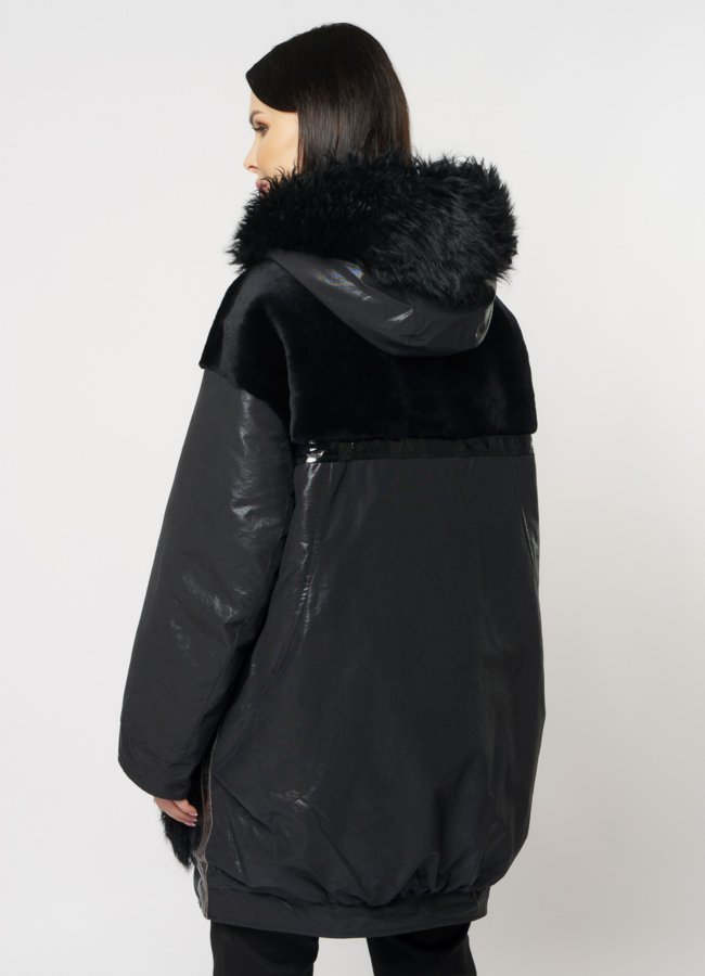 Пуховик двусторонний на молнии с капюшоном модель № 239 в кредит