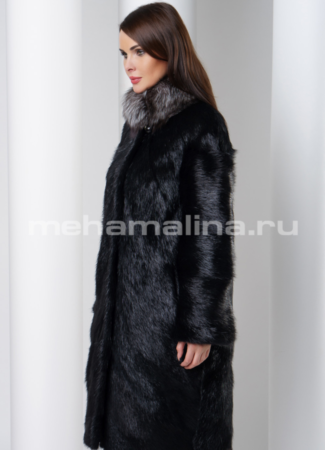 Шуба черного цвета модель № S-546 универмаг малина