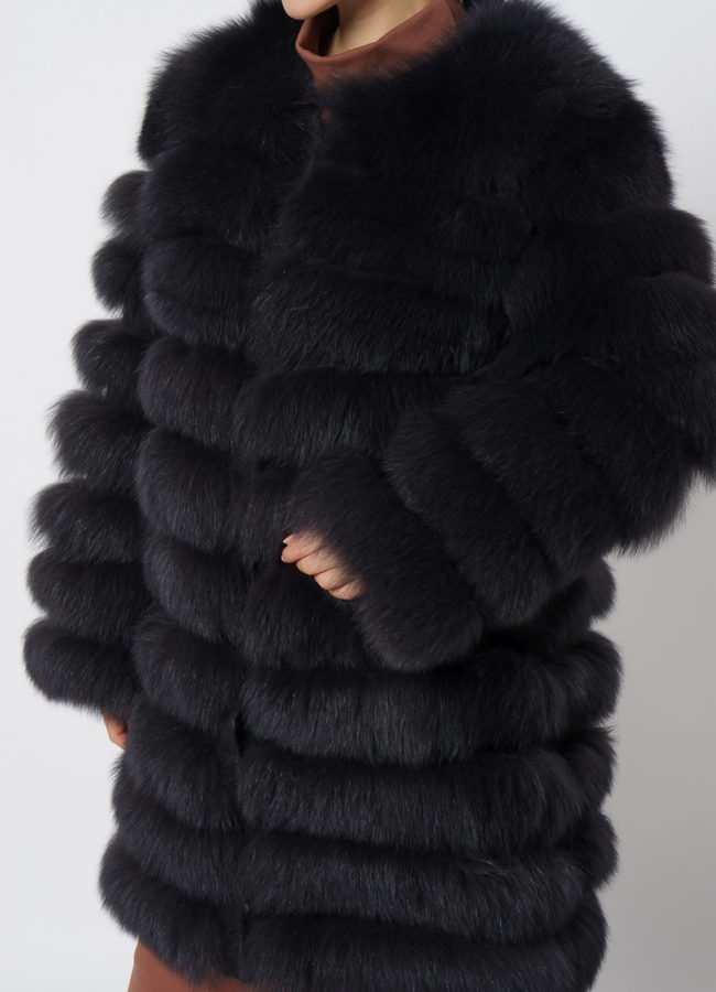 Шуба из песца в цвете графит модель № 11879 в рассрочку