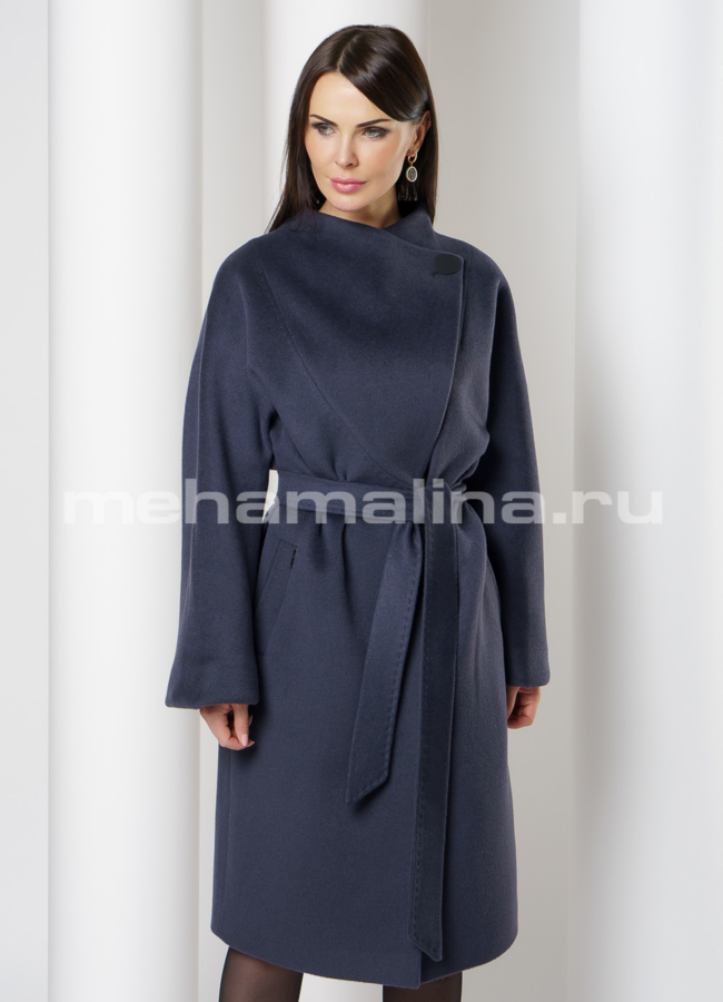 Пальто на поясе со стойкой цвет графит модель № 463 универмаг малина