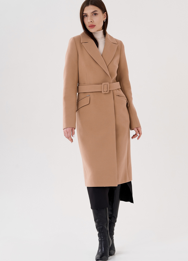 Классическое женское пальто в бежевом цвете модель № 23451 универмаг малина