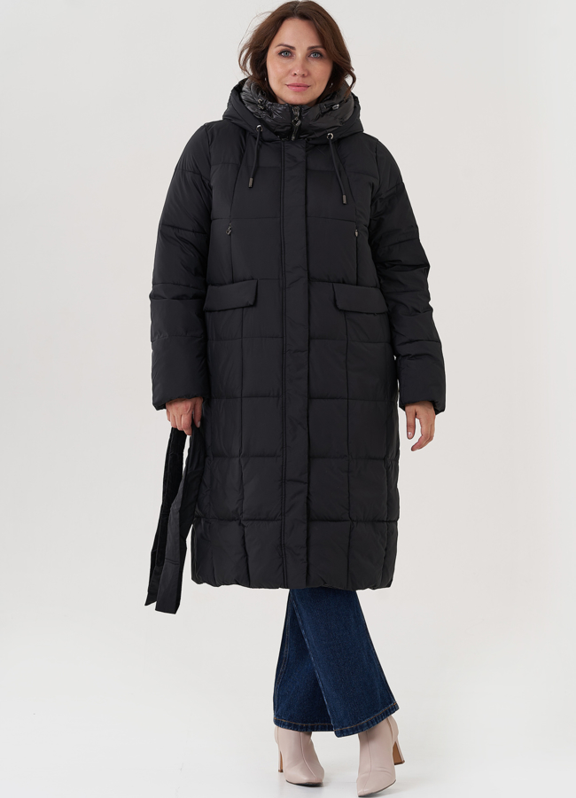 Женский пуховик с капюшоном  модель № 25723 меха малина