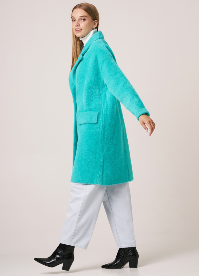 фото Длинный кардиган в бирюзовом цвете модель № 968