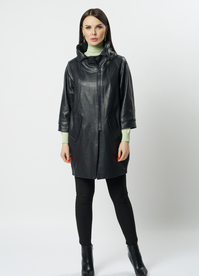 фото Плащ из натуральной кожи модель № 10746