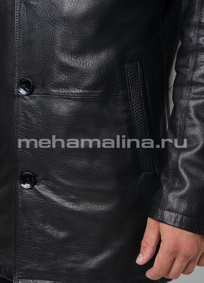 Куртка черного цвета  модель № KP-189 в рассрочку