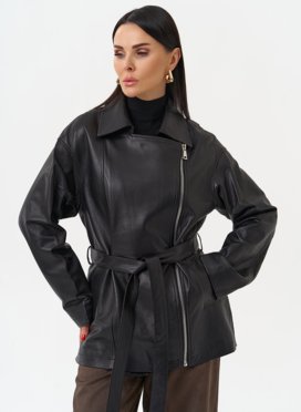 Куртка из натуральной кожи с поясом