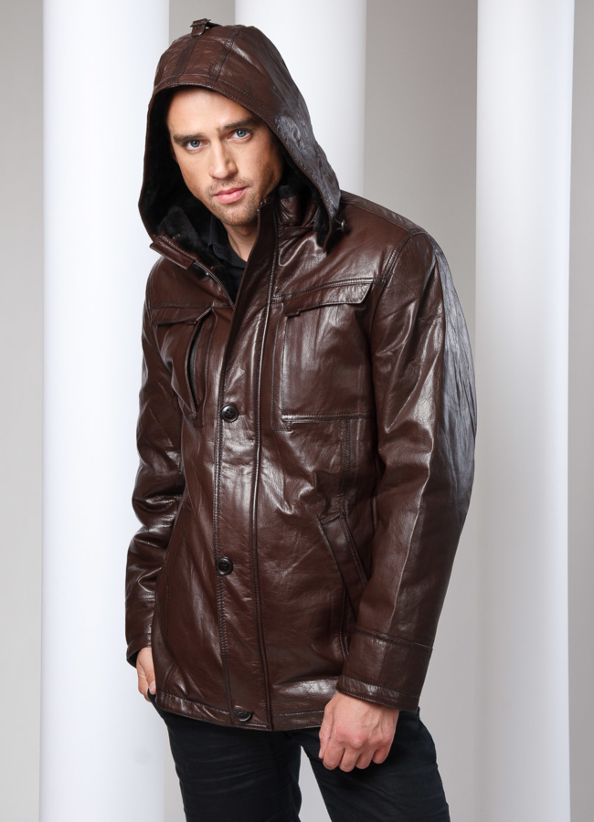 фото Дубленка с отстежным капюшоном модель № DM-9