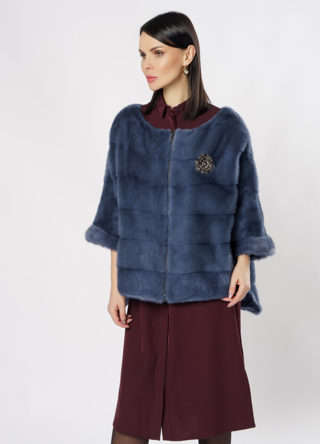 Куртка из норки трансформер модель № S-870 универмаг малина