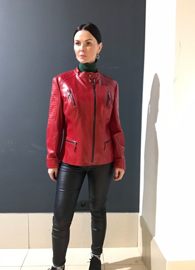 Куртка женская из эко кожи на молнии модель № 8986 в рассрочку