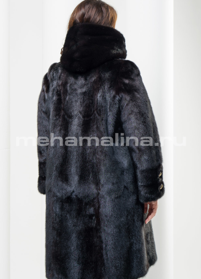 Шуба из норки с капюшоном модель № S-395 в рассрочку