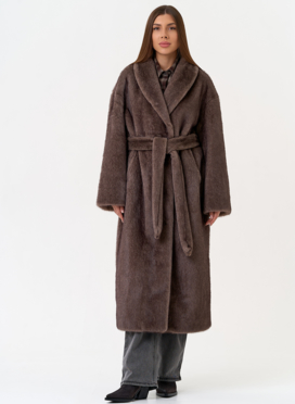 Женская шуба из эко меха с воротником шаль Женская шуба из эко меха с воротником шаль