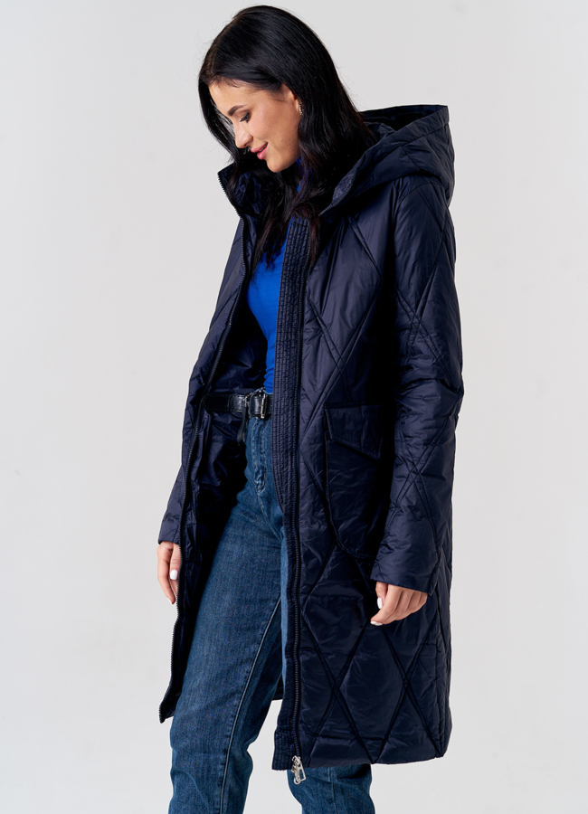 Стеганое полупальто в синем цвете модель № 21580 универмаг малина