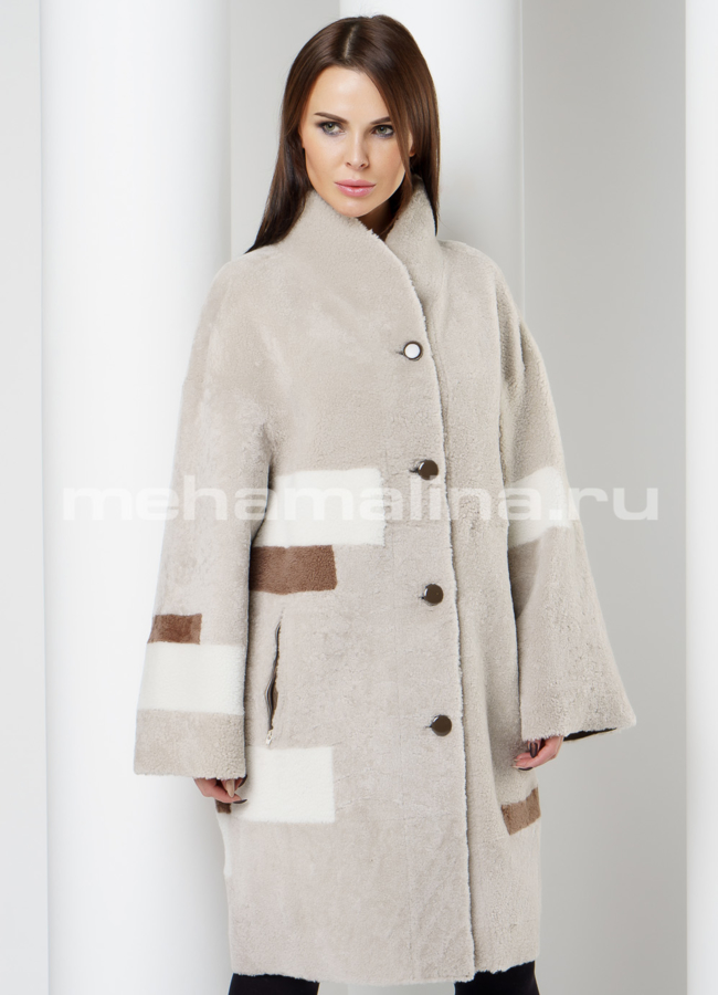 Светлая шуба модель № D-198 меха малина