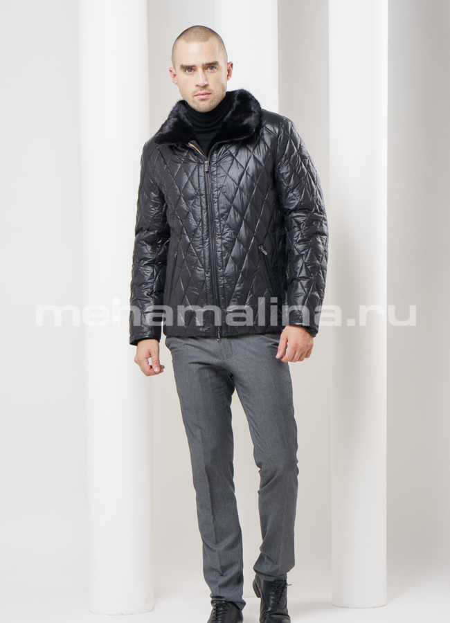 Куртка черного цвета на молнии модель № KM-7 универмаг малина