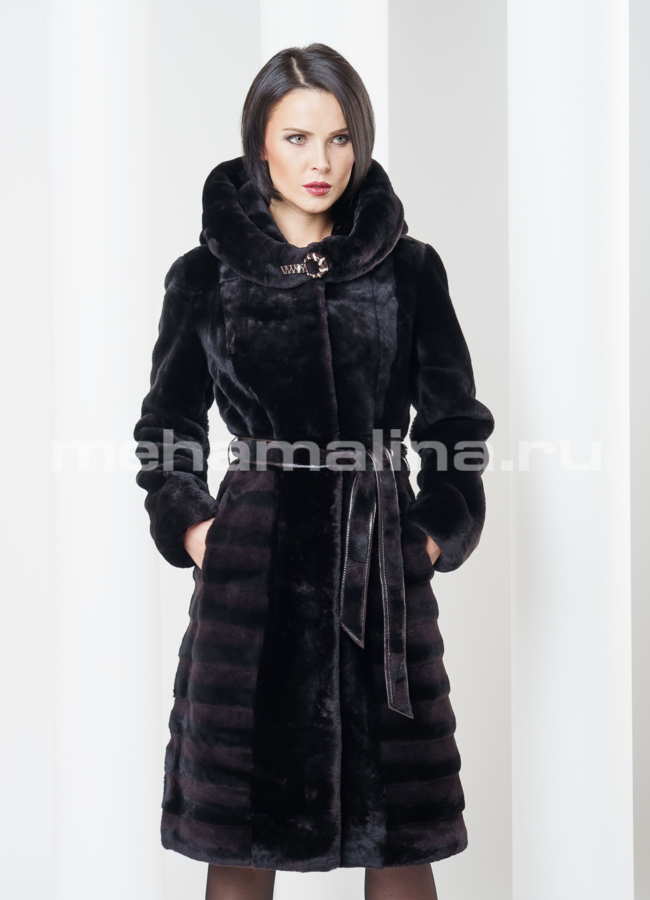 фото Шуба из мутона со стрижкой 