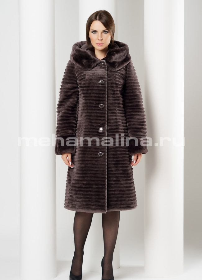 Шуба с капюшоном модель № S-620 в рассрочку