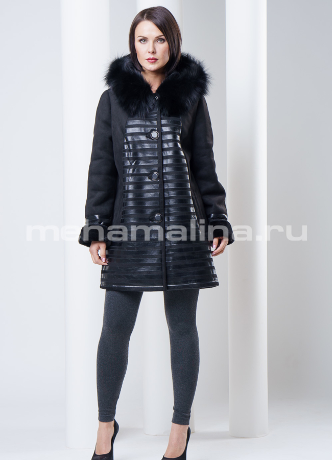 Дубленка женская, цвет черный модель № D-143 в рассрочку