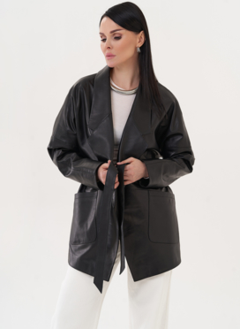 Кожаная куртка-пиджак с поясом